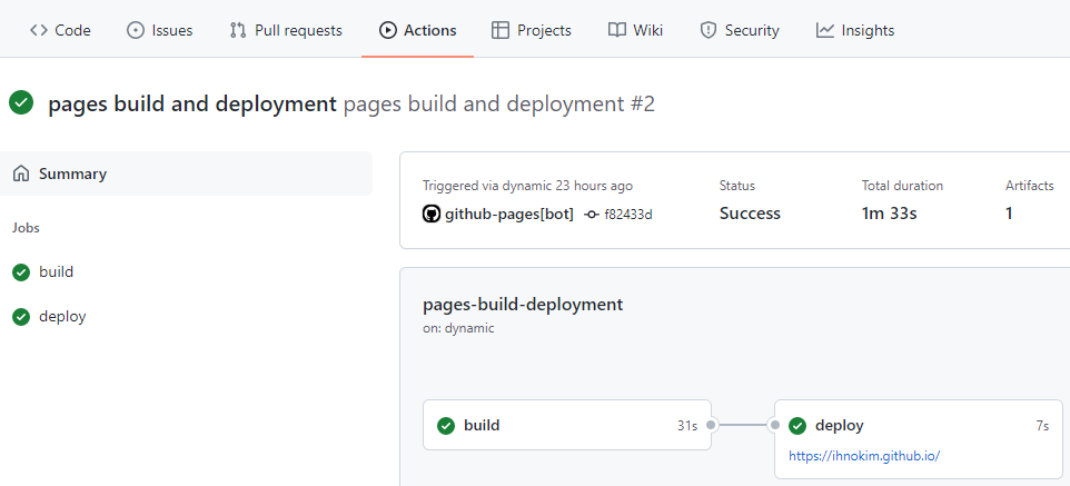 github actions workflow summary